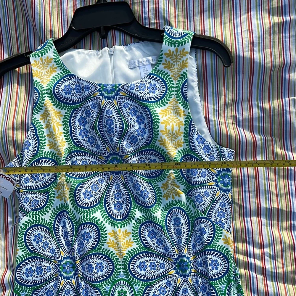London Times Blue and Green Floral Mini Dress - Picture 5 of 7